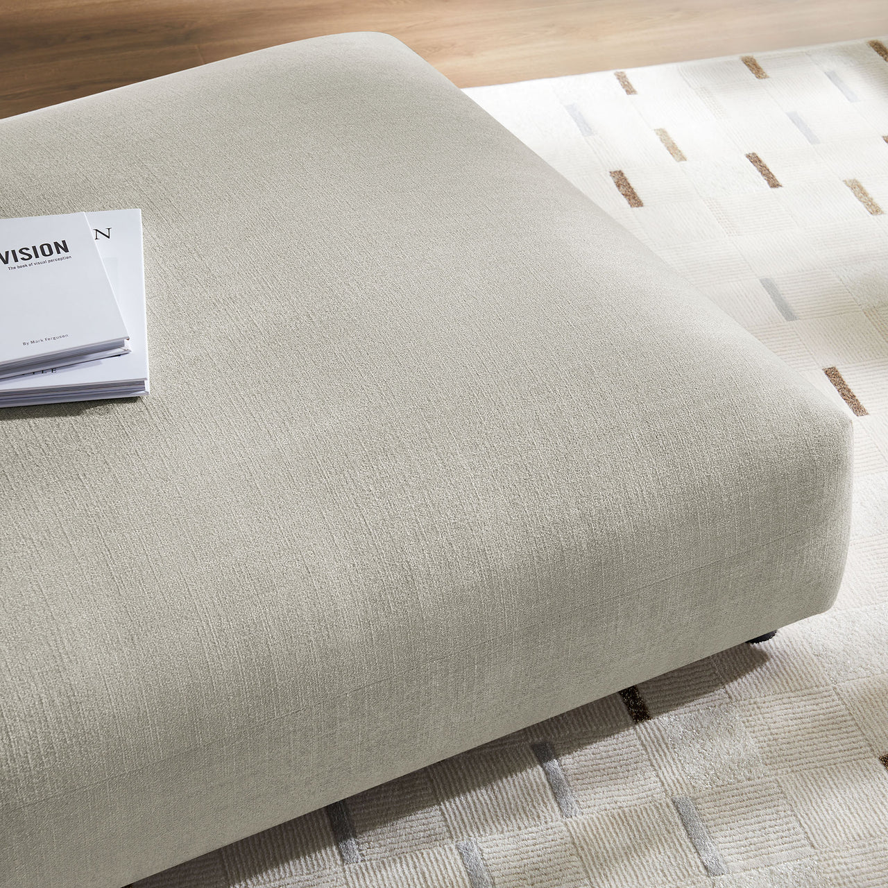 Leisure Fabric Ottoman | Modular Sectional Component, Linen