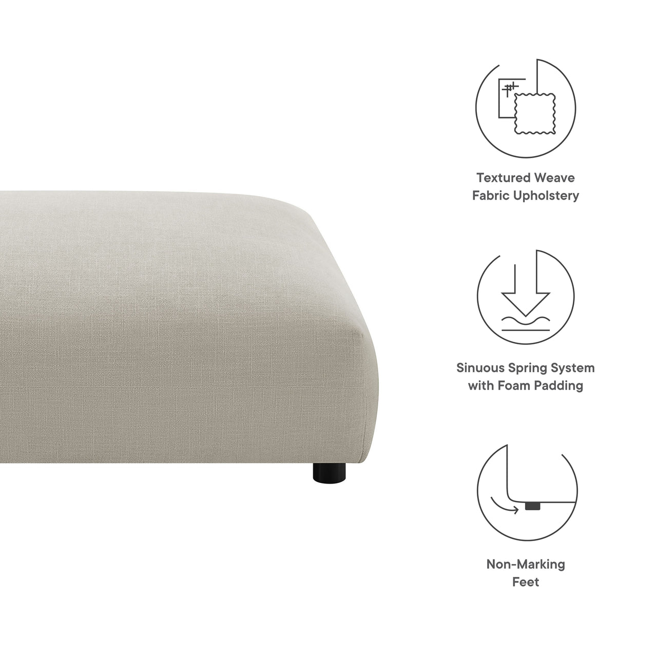 Leisure Fabric Ottoman | Modular Sectional Component, Linen