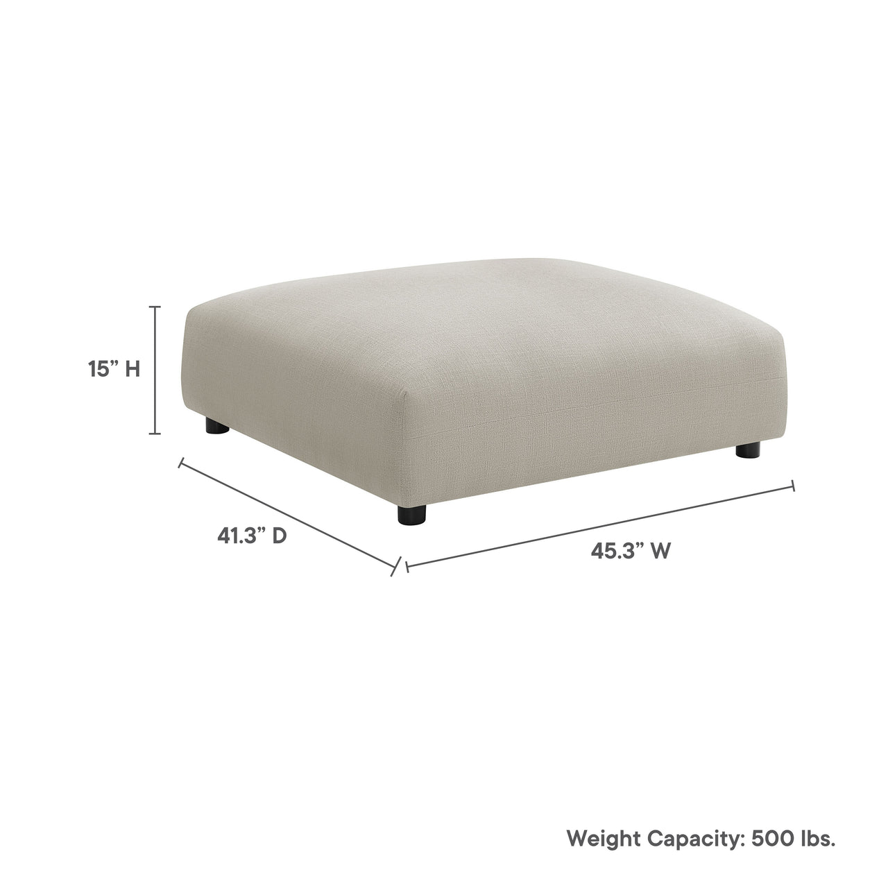 Leisure Fabric Ottoman | Modular Sectional Component, Linen
