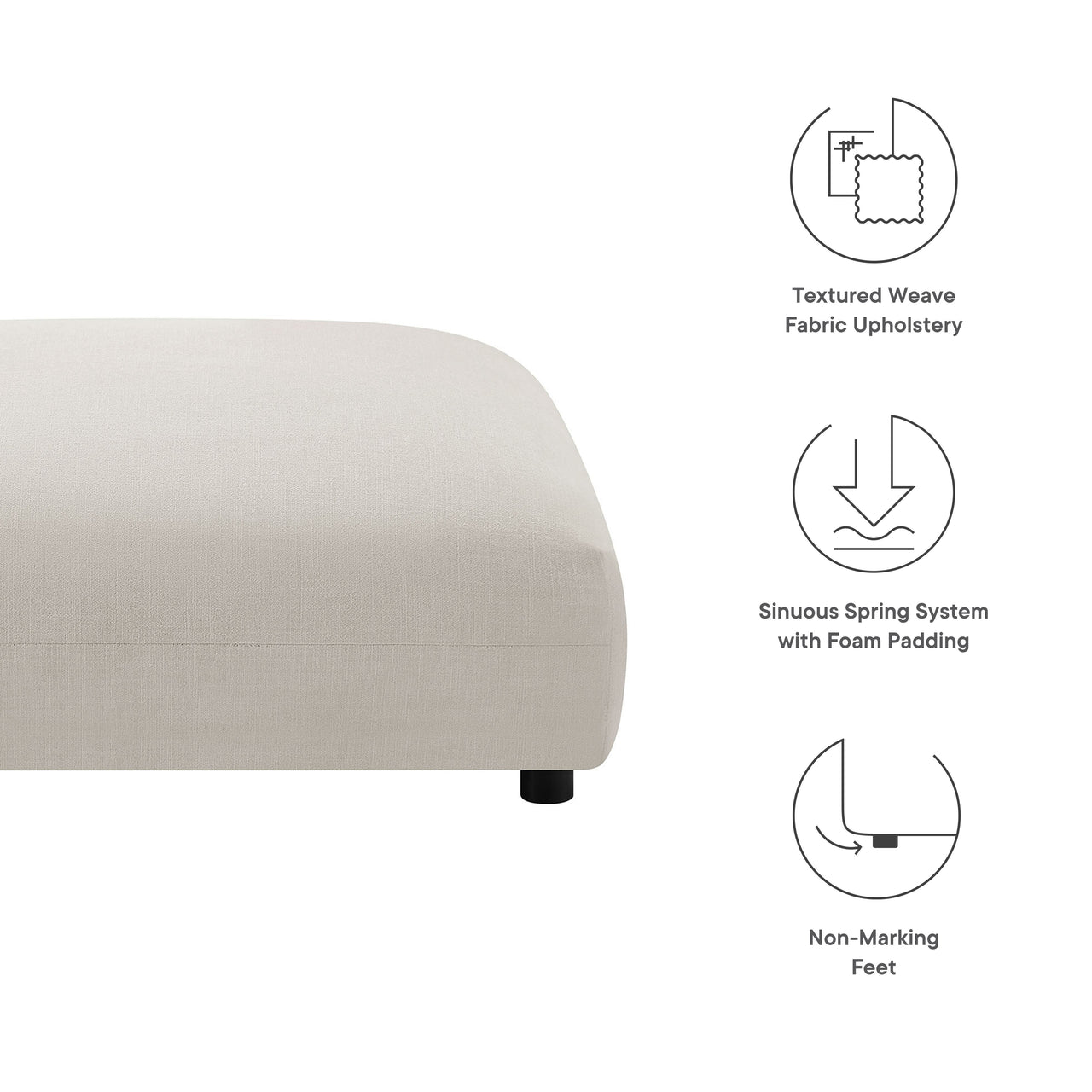 Leisure Fabric Ottoman | Modular Sectional Component, Sand