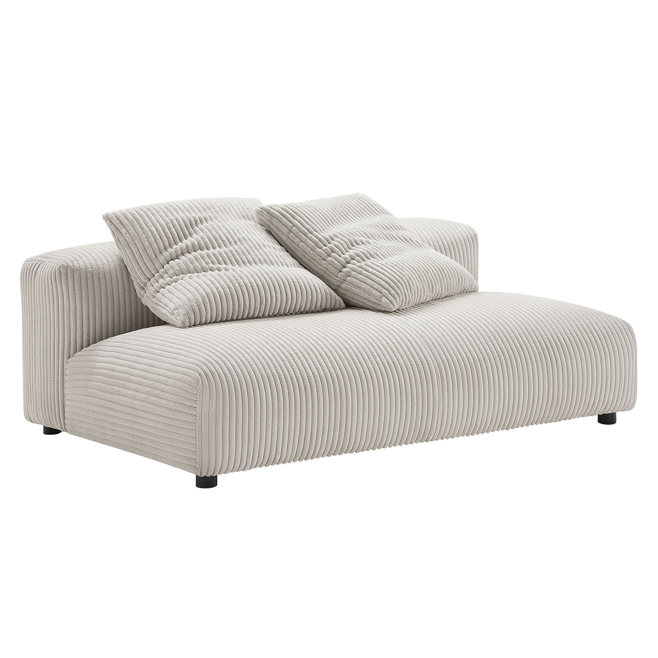 Leisure 4-Piece Modular Corduroy Sectional with Ottoman, Almond