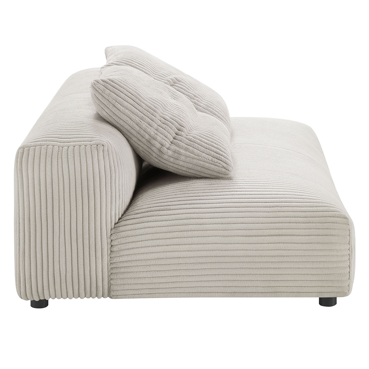 Leisure 4-Piece Modular Corduroy Sectional with Ottoman, Almond