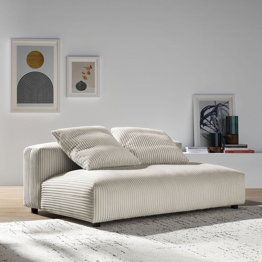 Leisure Corduroy Armless Loveseat | Modular Sectional Component, Almond