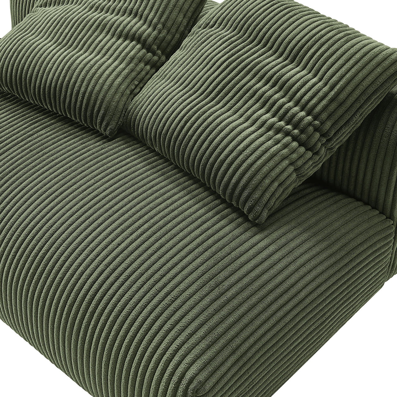 Leisure Corduroy Armless Loveseat | Modular Sectional Component, Fern