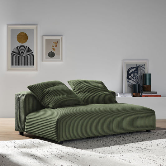Leisure Corduroy Armless Loveseat | Modular Sectional Component, Fern