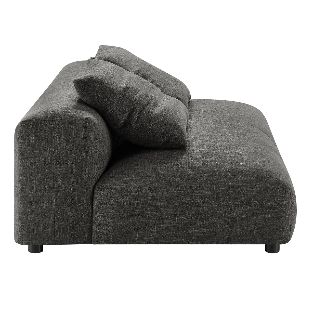 Leisure Fabric Armless Loveseat | Modular Sectional Component, Charcoal
