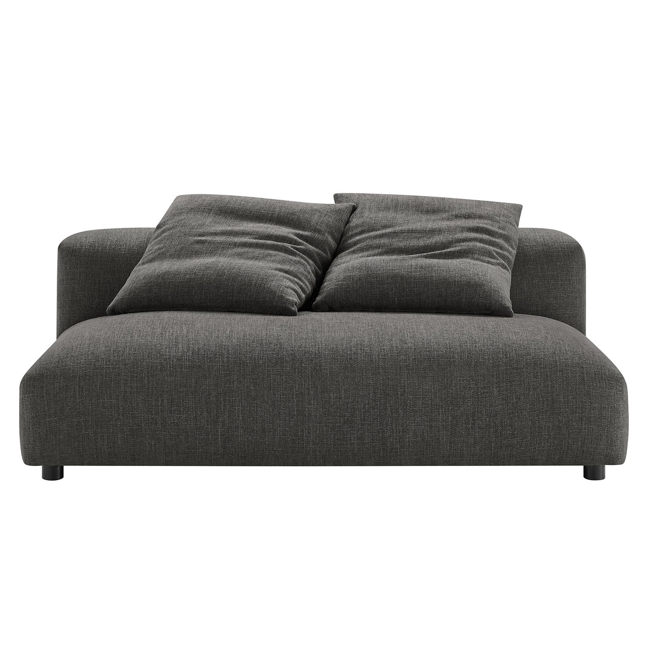 Leisure Fabric Armless Loveseat | Modular Sectional Component, Charcoal