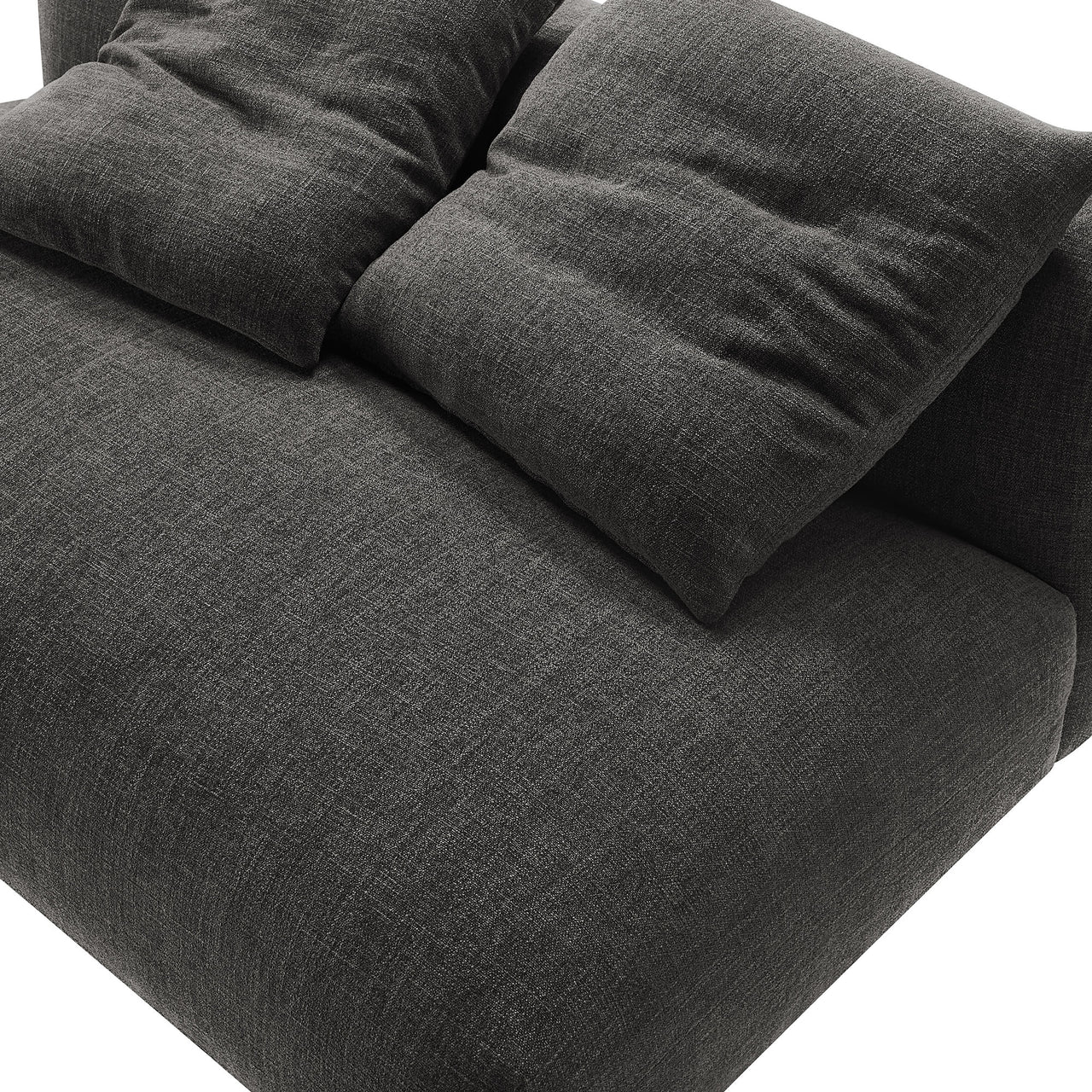 Leisure Fabric Armless Loveseat | Modular Sectional Component, Charcoal