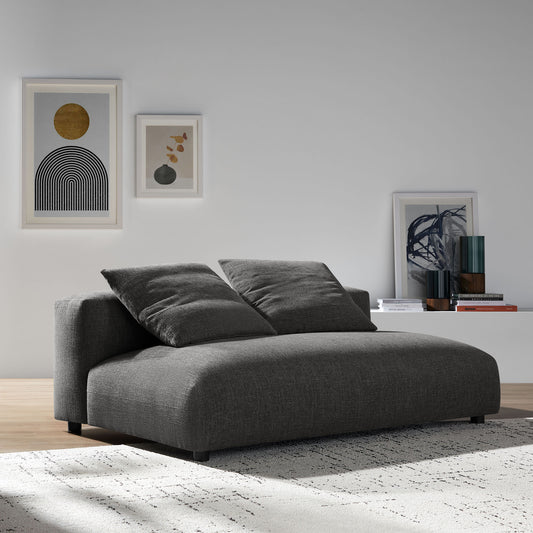 Leisure Fabric Armless Loveseat | Modular Sectional Component, Charcoal