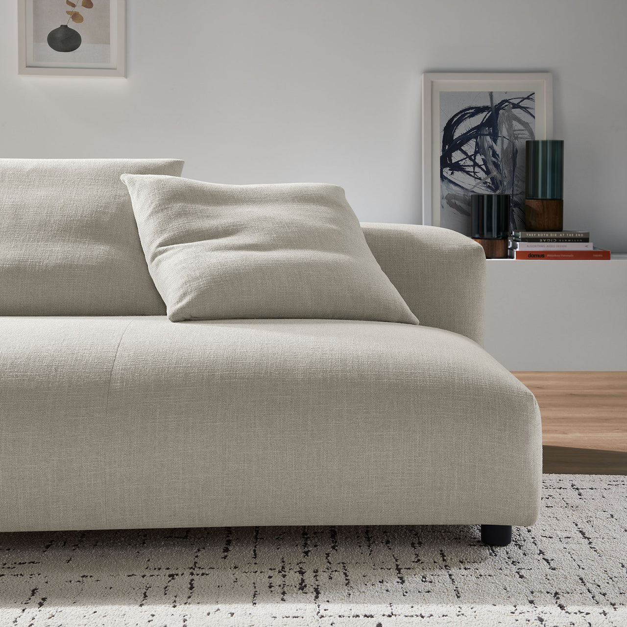 Leisure Fabric Armless Loveseat | Modular Sectional Component, Linen