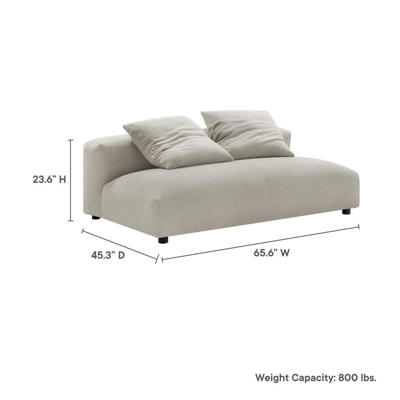 Leisure Fabric Armless Loveseat | Modular Sectional Component, Linen