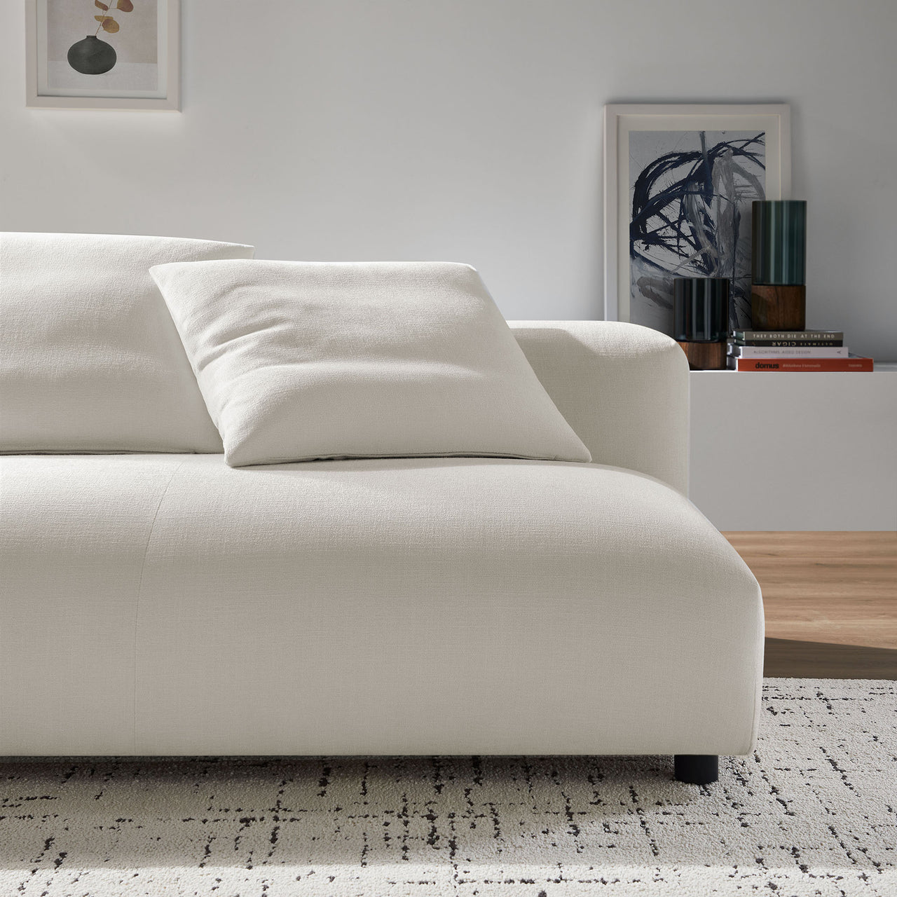 Leisure Fabric Armless Loveseat | Modular Sectional Component, Sand