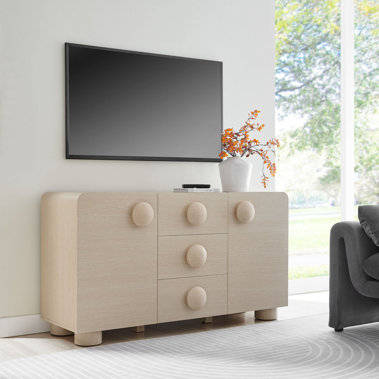 Button Credenza | TV Stand, Cream