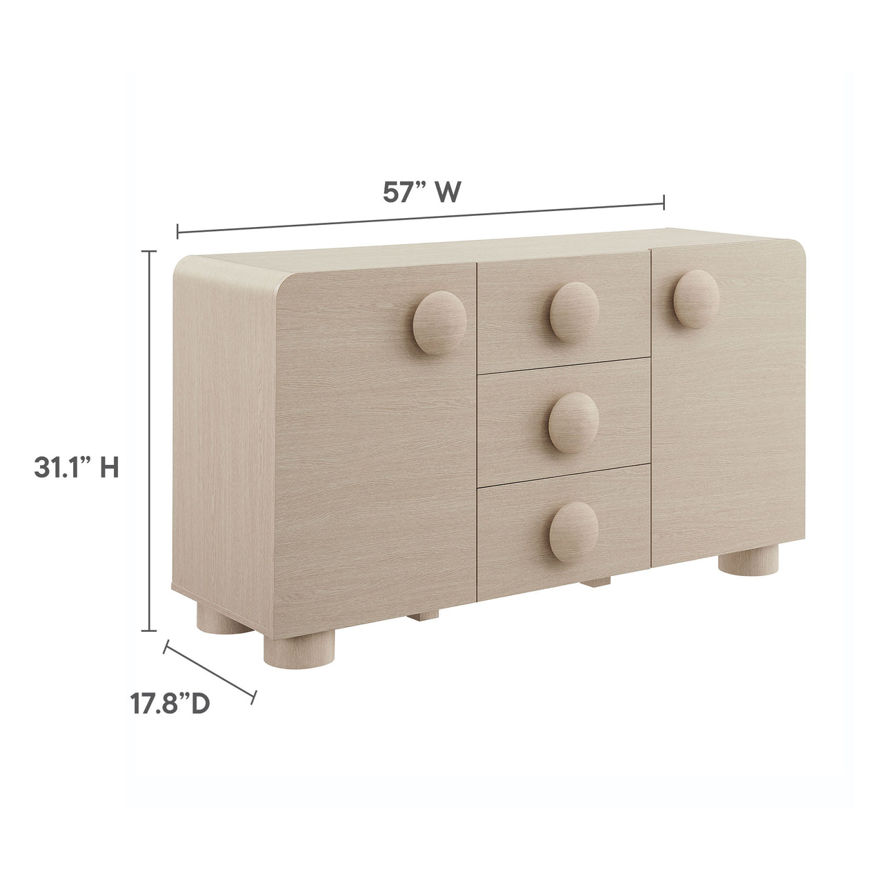 Button Credenza | TV Stand, Cream