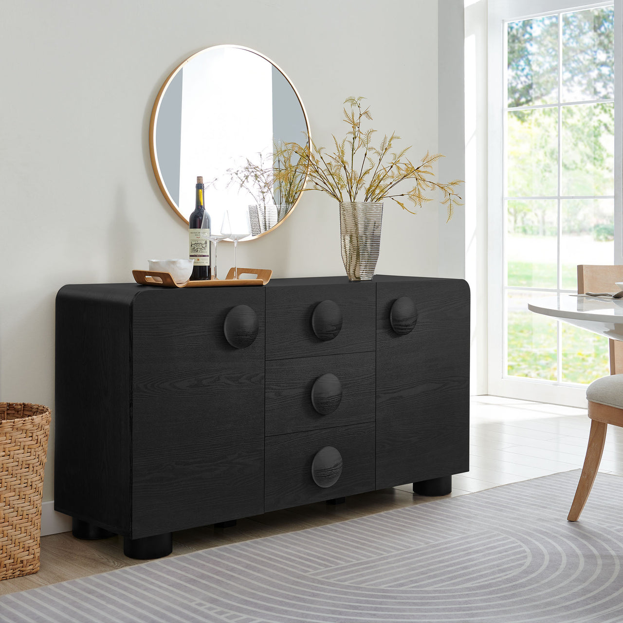 Button Credenza | TV Stand, Black