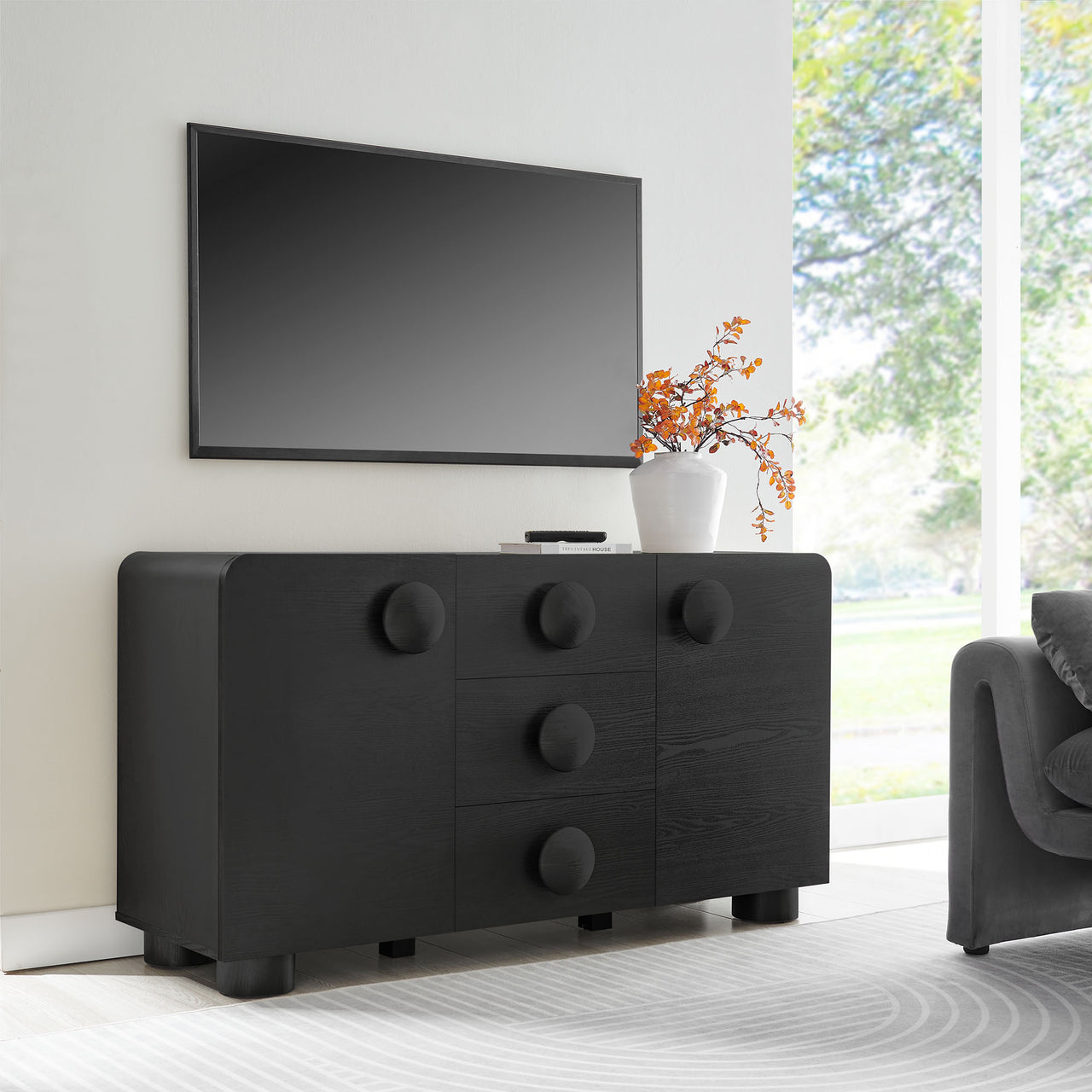 Button Credenza | TV Stand, Black