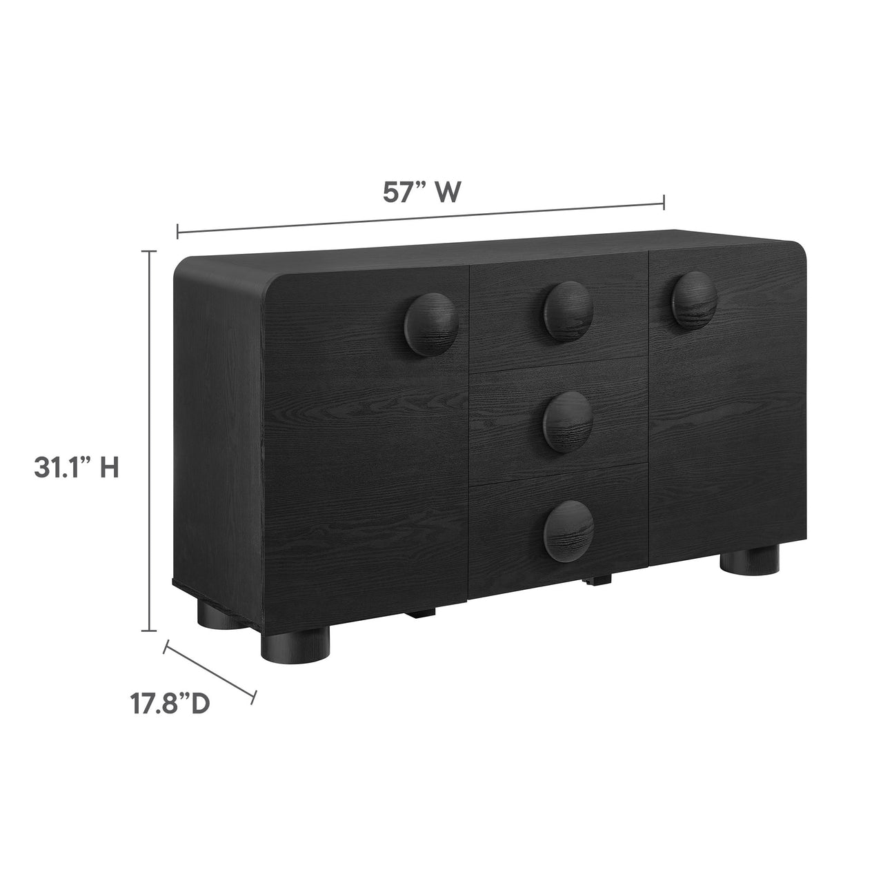 Button Credenza | TV Stand, Black