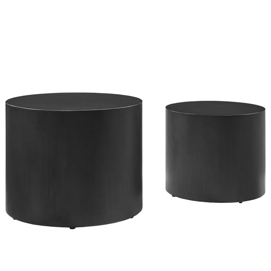 Amani Round Nesting Coffee Tables Set of 2, Black