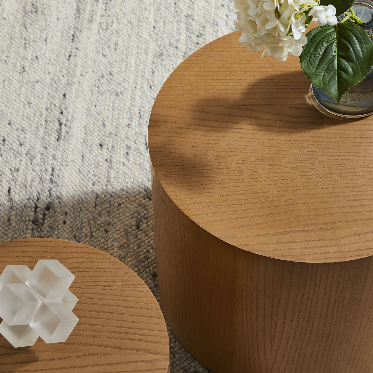 Bremont Nesting Coffee Tables Set of 2, Natural Wood
