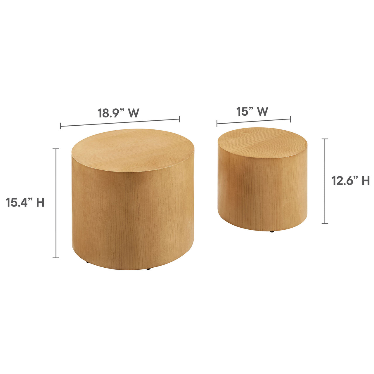 Bremont Nesting Coffee Tables Set of 2, Natural Wood