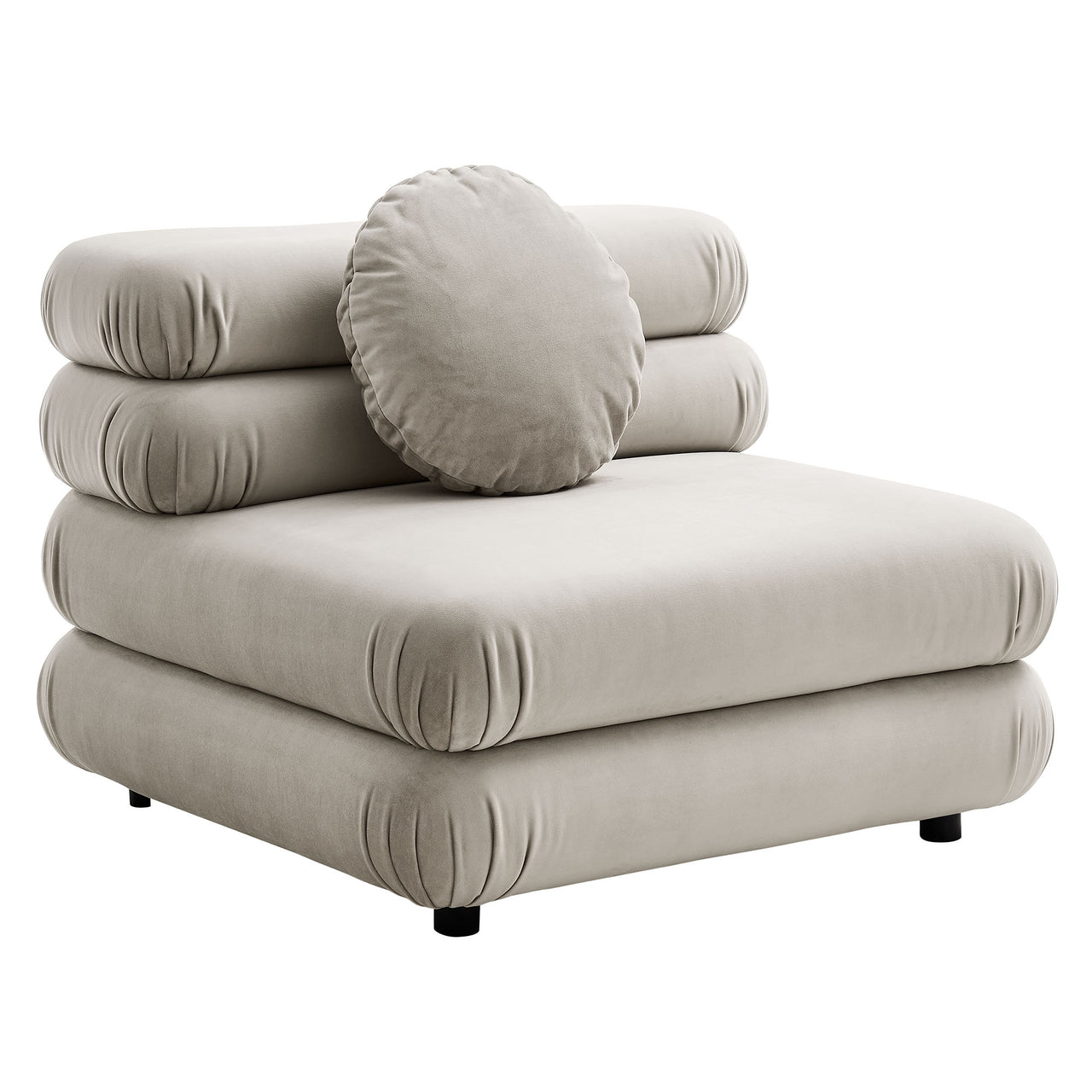 Strata Upholstered Velvet Armless Chair | Modular Sectional Component, Almond