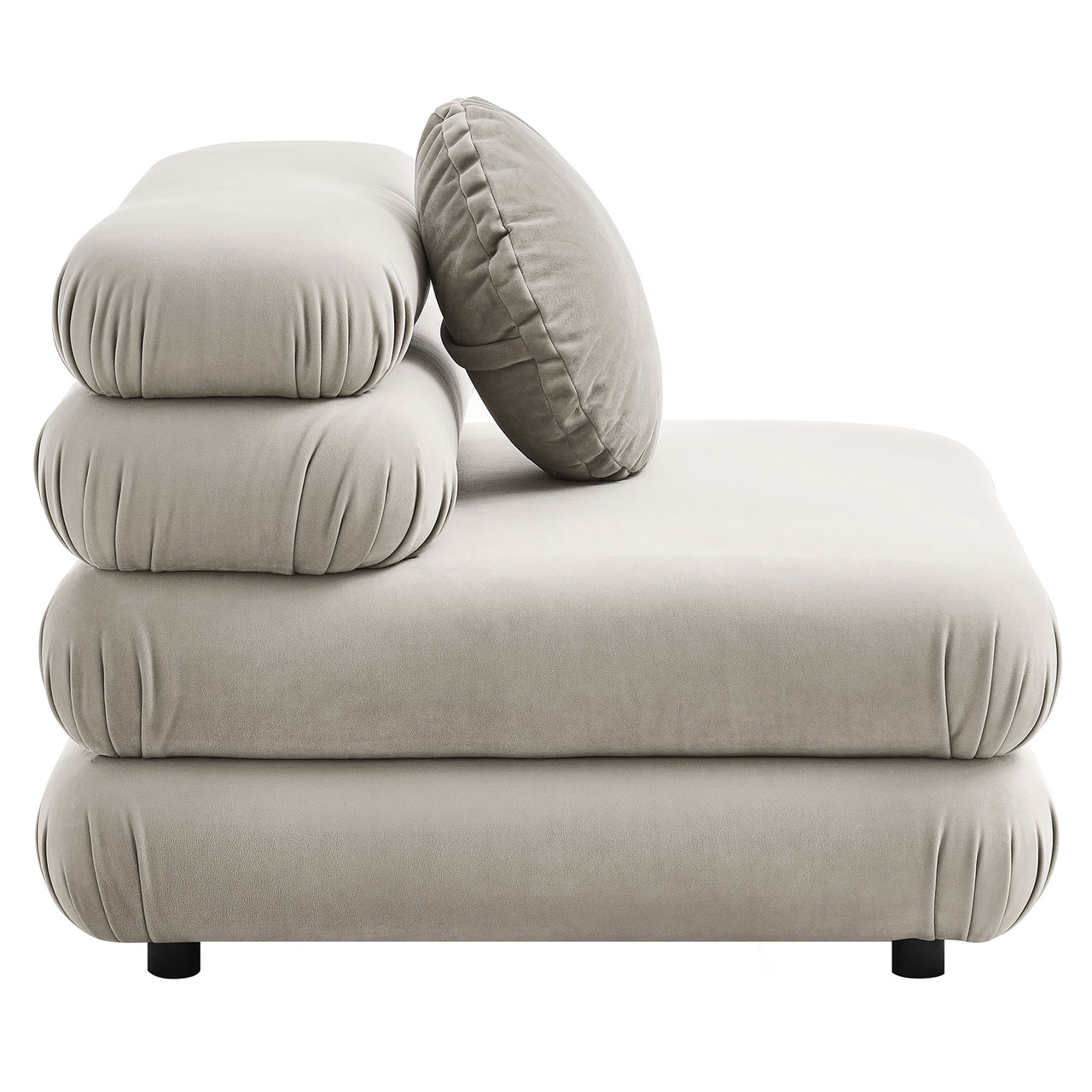 Strata Upholstered Velvet Armless Chair | Modular Sectional Component, Almond