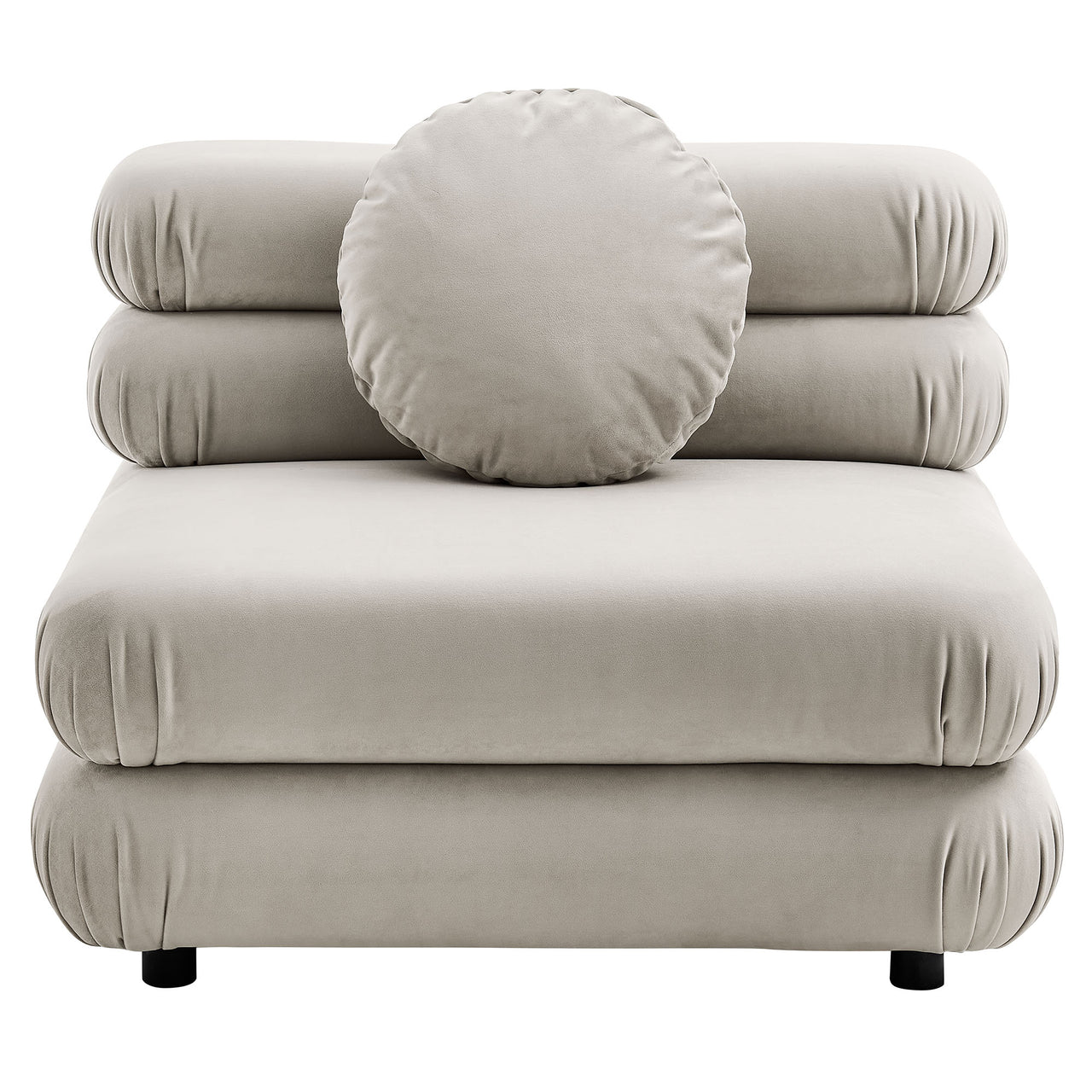 Strata Upholstered Velvet Armless Chair | Modular Sectional Component, Almond
