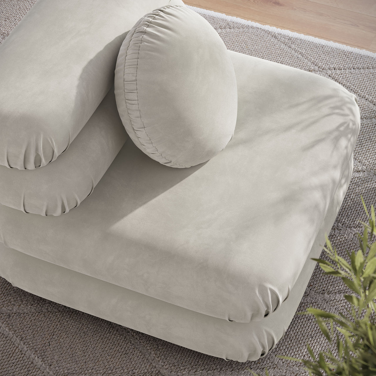Strata Upholstered Velvet Armless Chair | Modular Sectional Component, Almond