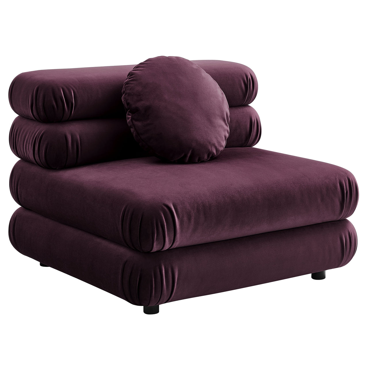 Strata Upholstered Velvet Armless Chair | Modular Sectional Component, Wine
