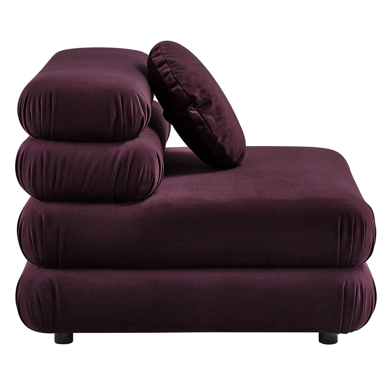 Strata Upholstered Velvet Armless Chair | Modular Sectional Component, Wine