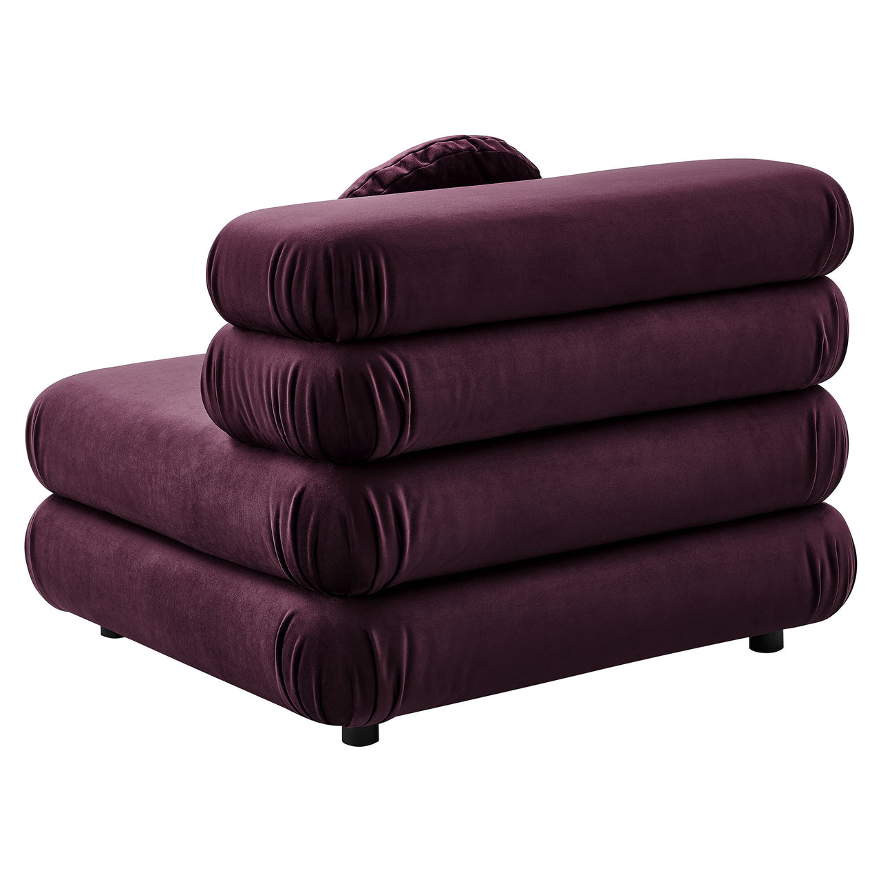 Strata Upholstered Velvet Armless Chair | Modular Sectional Component, Wine