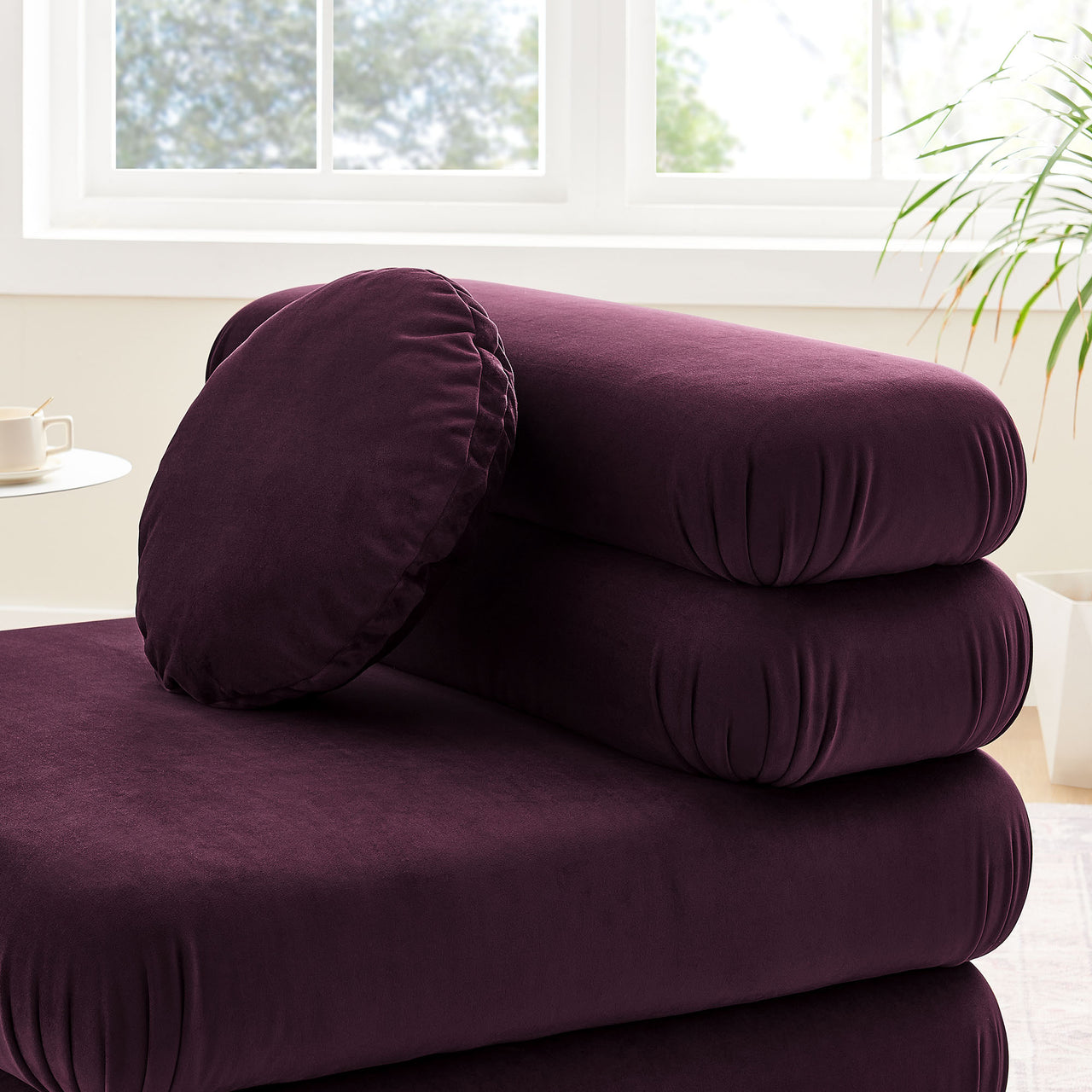 Strata Upholstered Velvet Armless Chair | Modular Sectional Component, Wine