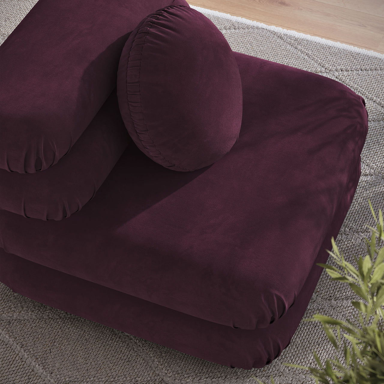Strata Upholstered Velvet Armless Chair | Modular Sectional Component, Wine