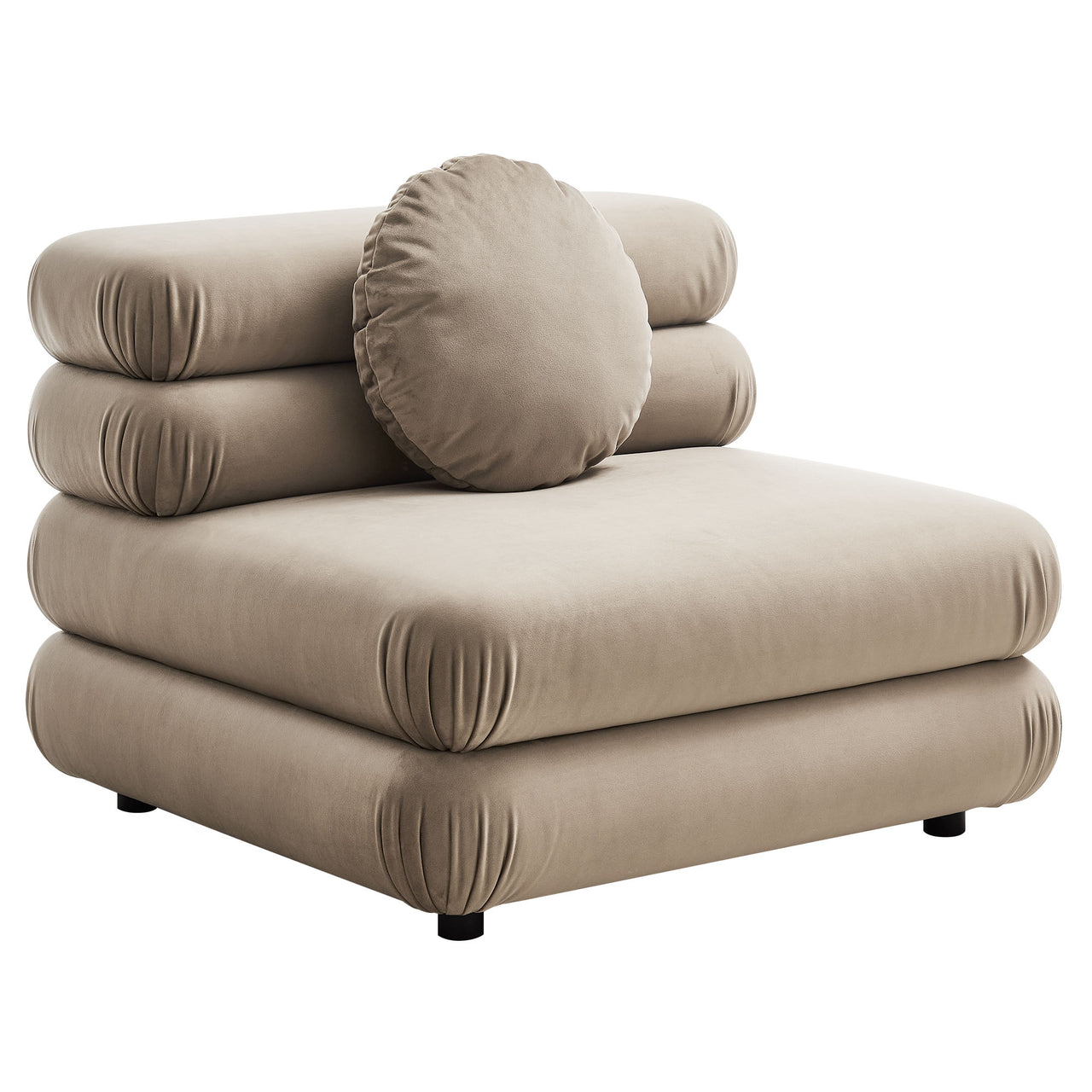 Strata Upholstered Velvet Armless Chair | Modular Sectional Component, Taupe