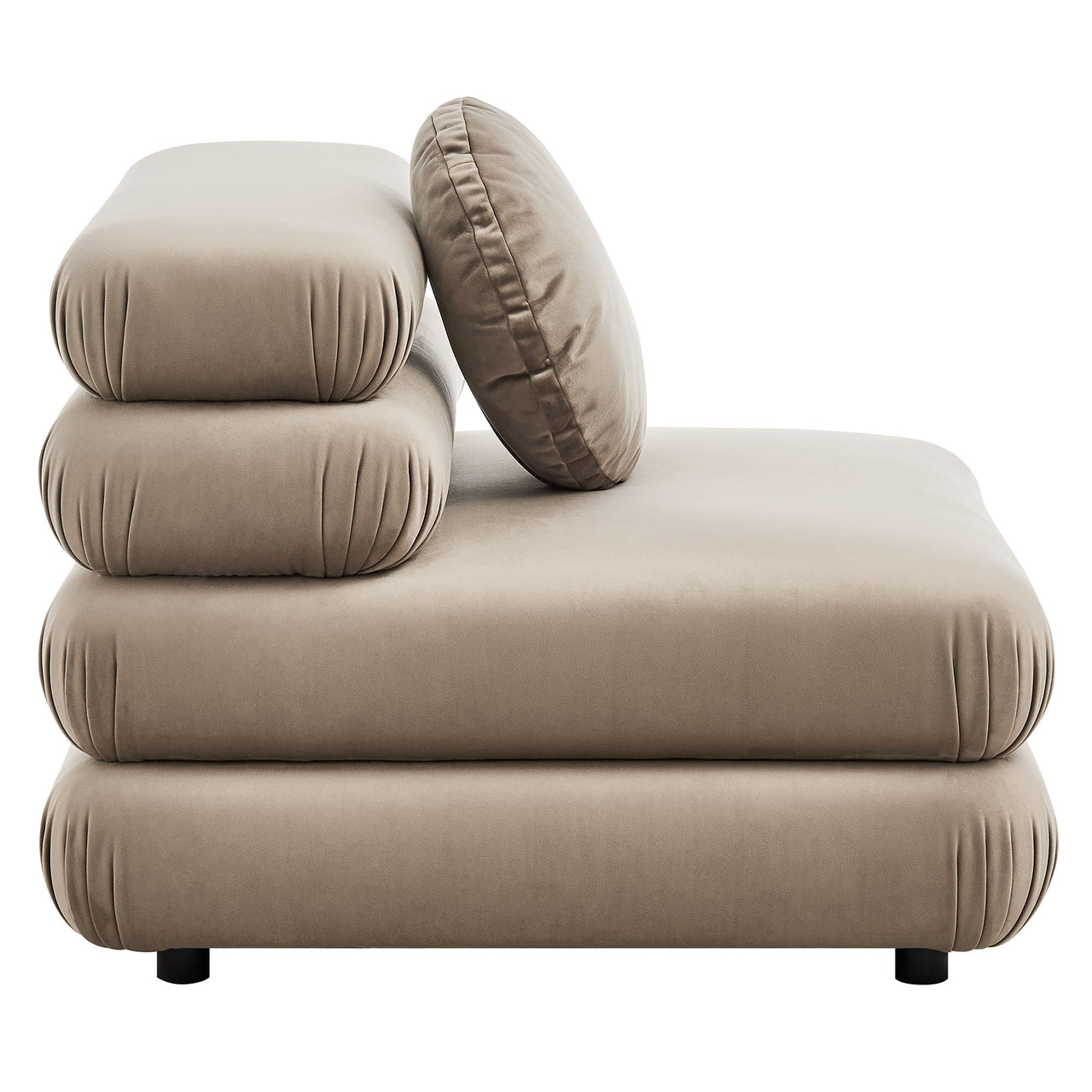 Strata Upholstered Velvet Armless Chair | Modular Sectional Component, Taupe