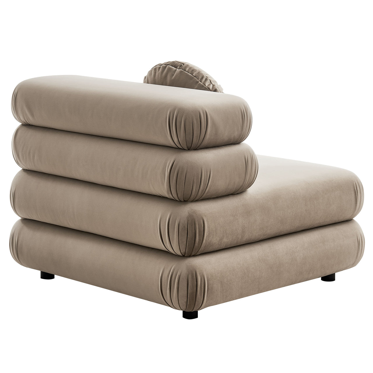 Strata Upholstered Velvet Armless Chair | Modular Sectional Component, Taupe