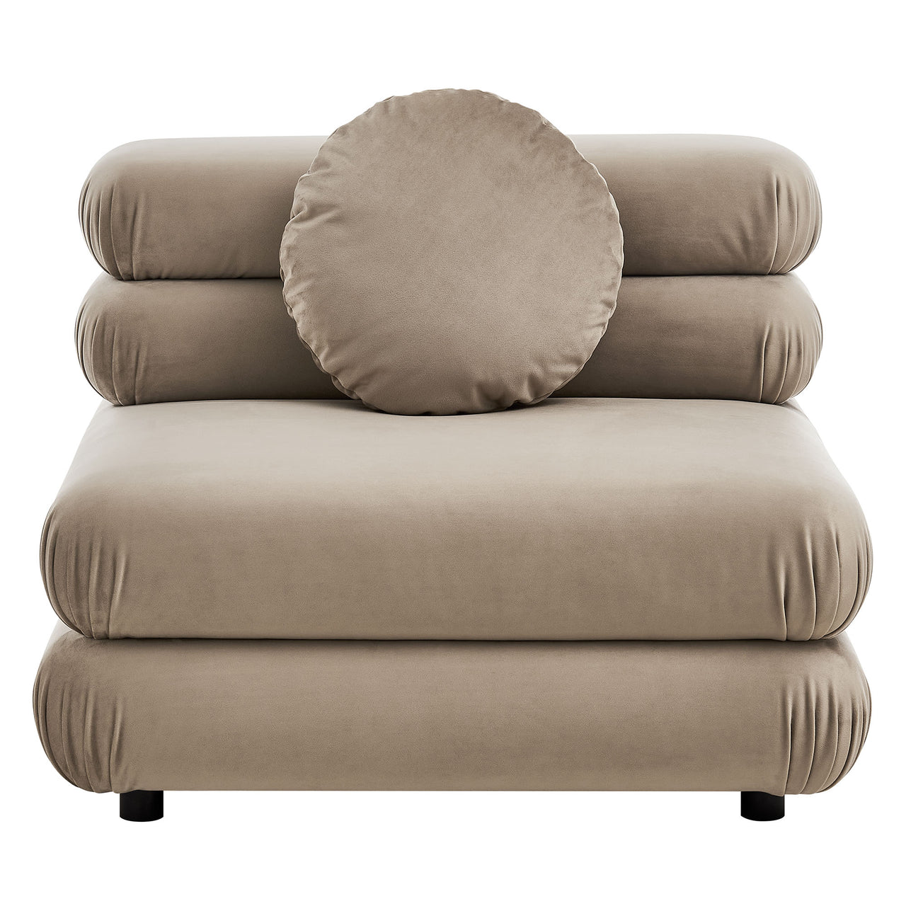 Strata Upholstered Velvet Armless Chair | Modular Sectional Component, Taupe