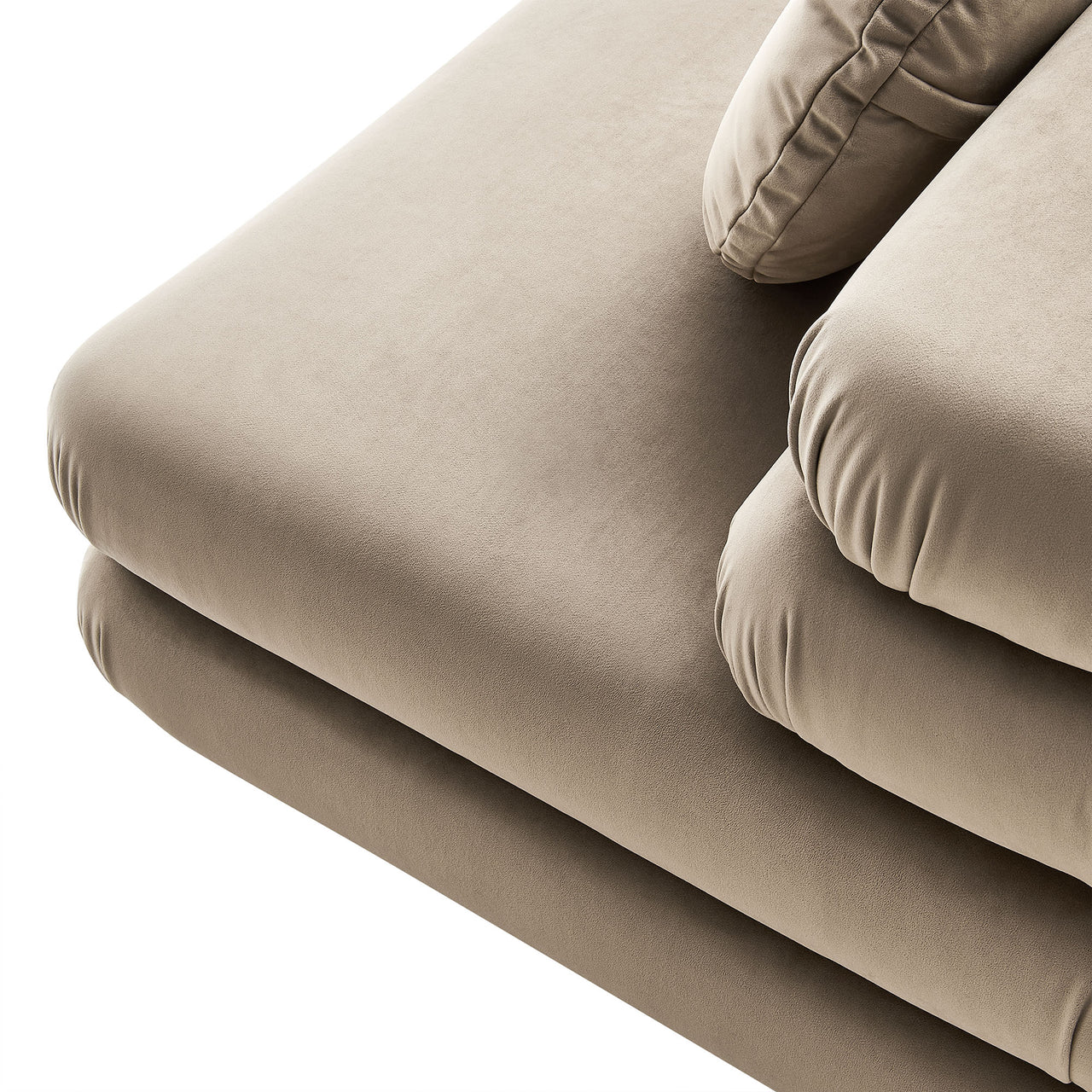 Strata Upholstered Velvet Armless Chair | Modular Sectional Component, Taupe