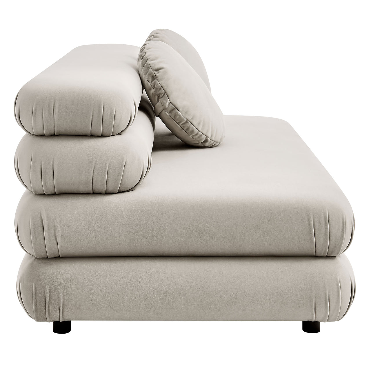Strata Upholstered Velvet Armless Loveseat, Almond