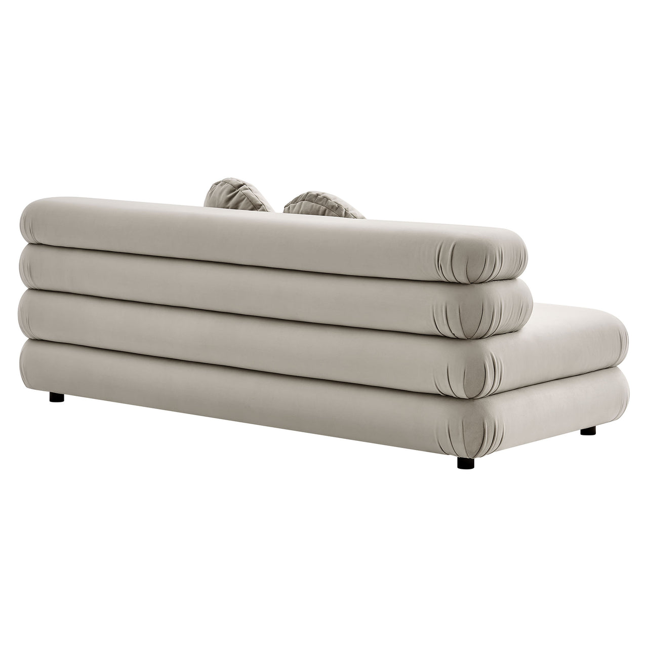 Strata Upholstered Velvet Armless Loveseat, Almond