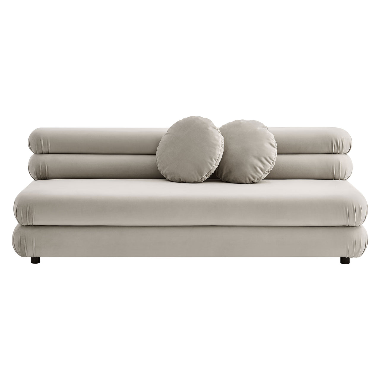 Strata Upholstered Velvet Armless Loveseat, Almond
