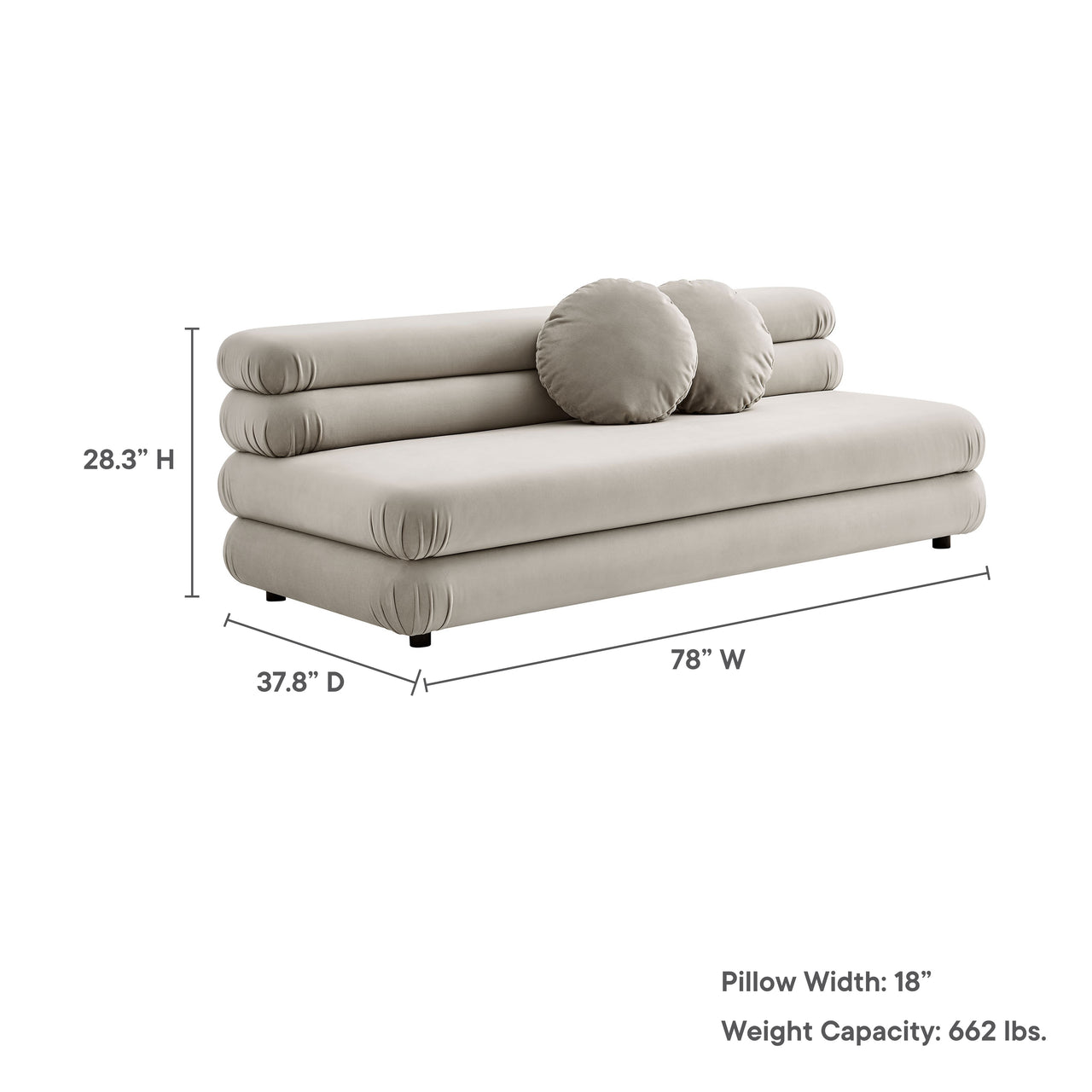 Strata Upholstered Velvet Armless Loveseat, Almond