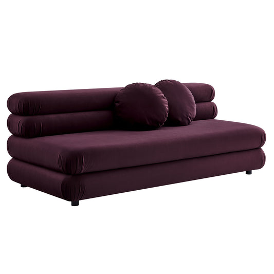 Strata Upholstered Velvet Armless Loveseat, Wine