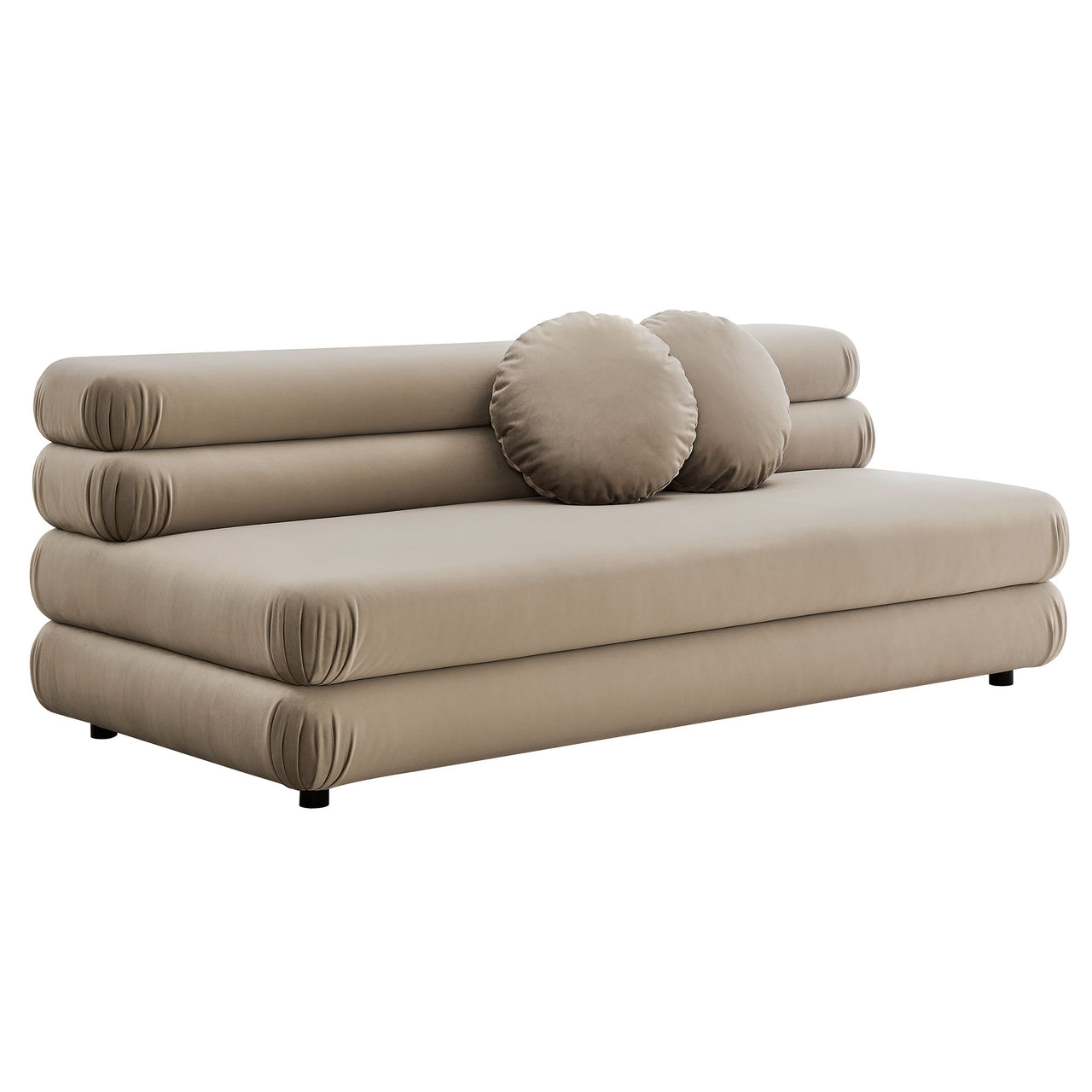 Strata Upholstered Velvet Armless Loveseat, Taupe