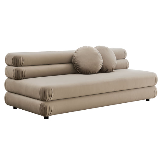 Strata Upholstered Velvet Armless Loveseat, Taupe