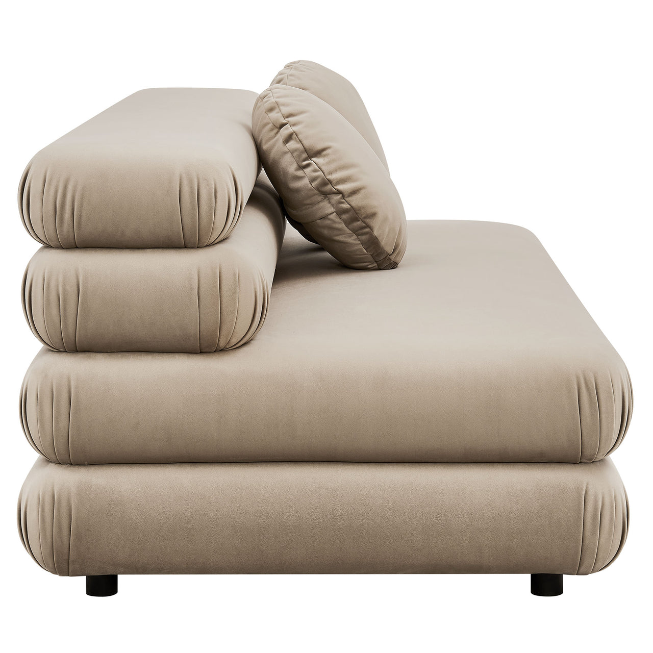 Strata Upholstered Velvet Armless Loveseat, Taupe