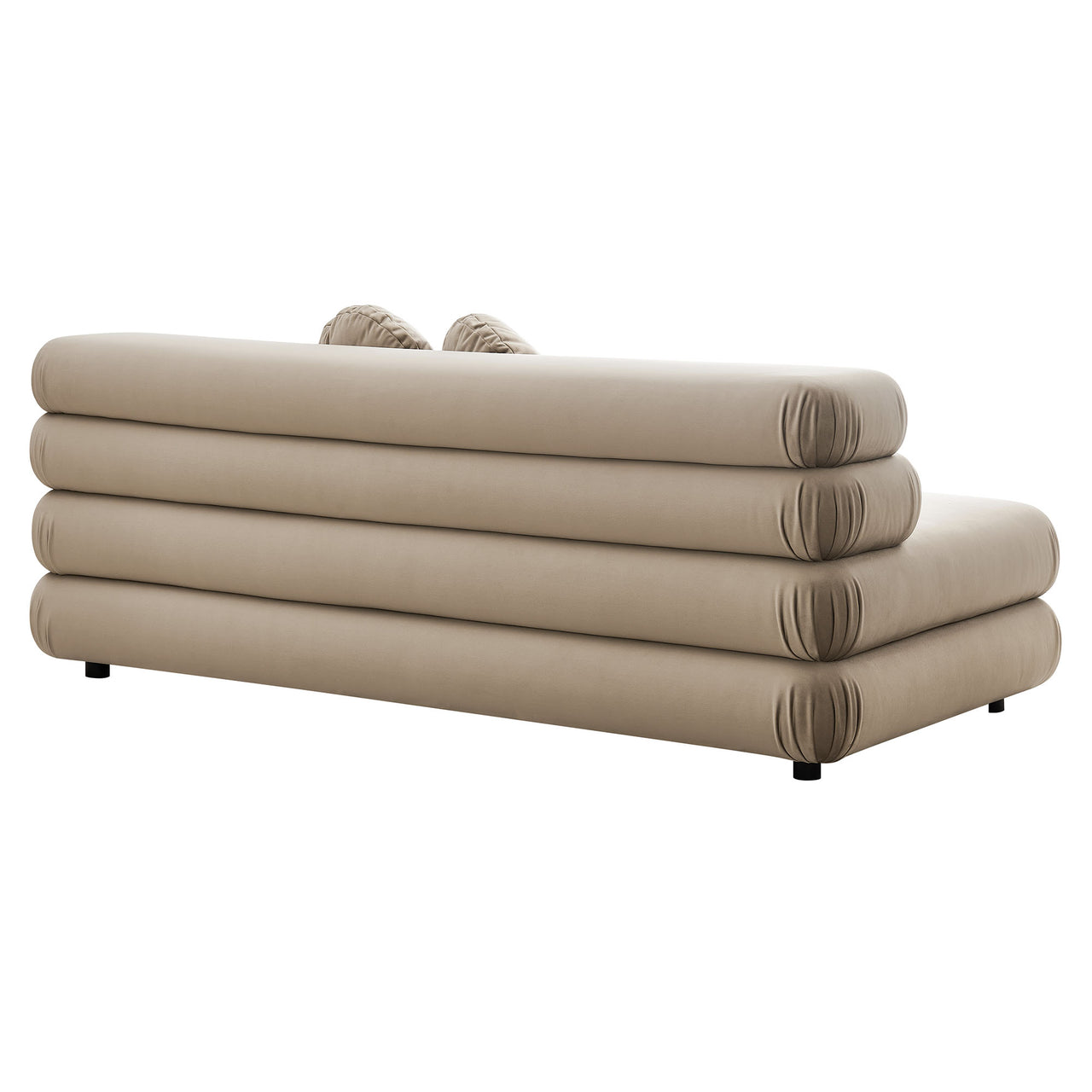 Strata Upholstered Velvet Armless Loveseat, Taupe