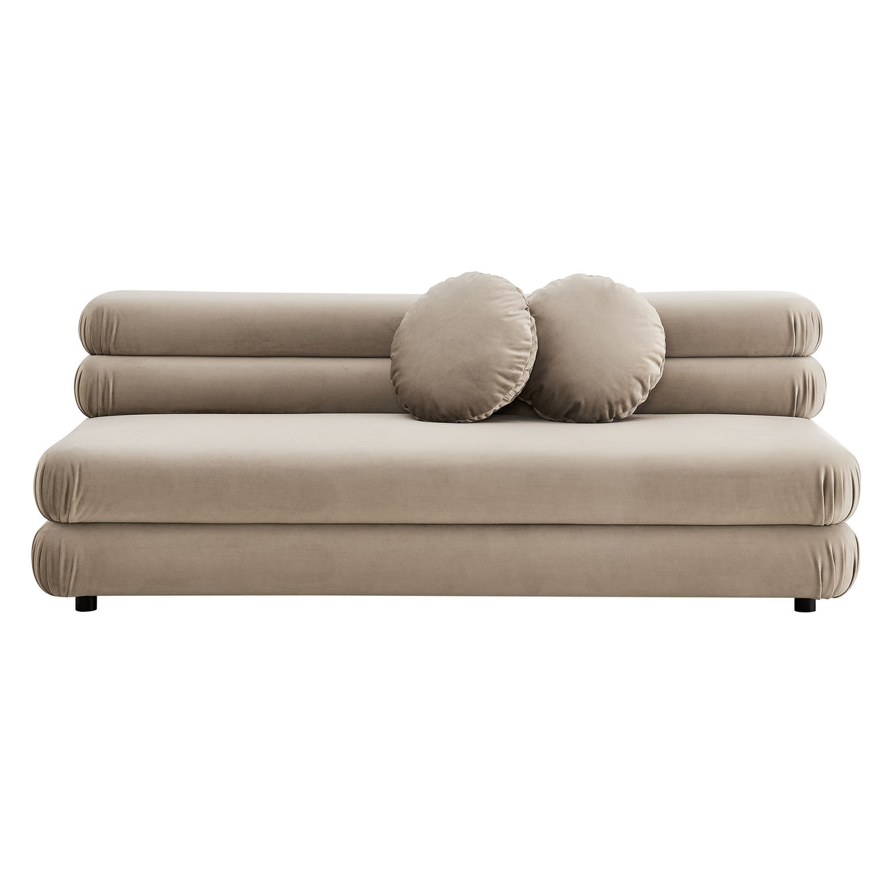 Strata Upholstered Velvet Armless Loveseat, Taupe