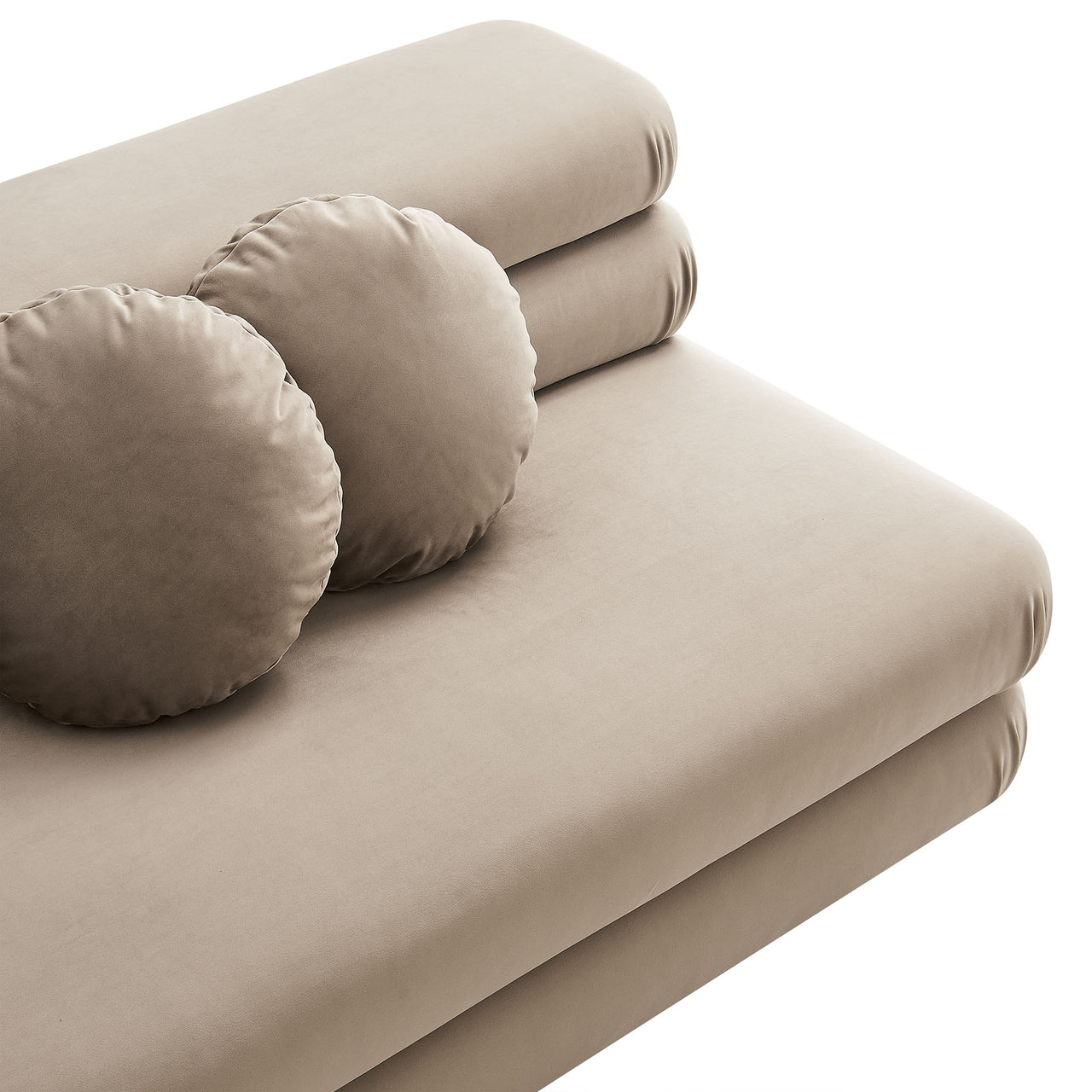 Strata Upholstered Velvet Armless Loveseat, Taupe