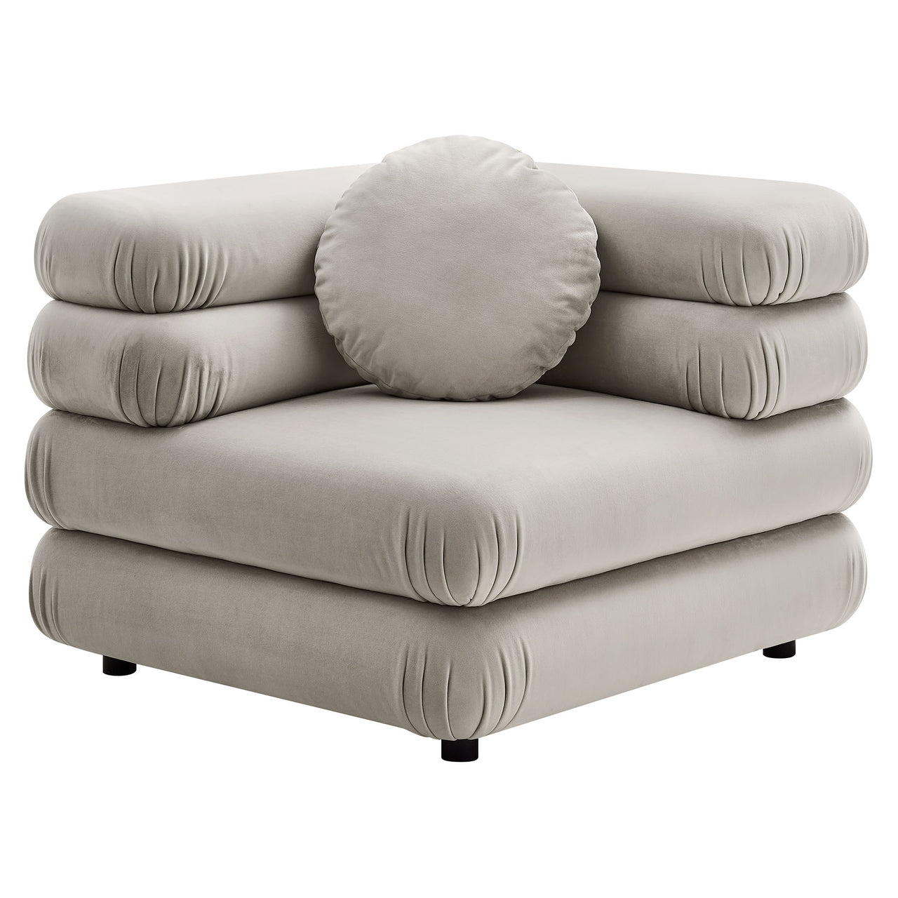 Strata Upholstered Velvet Corner Chair | Modular Sectional Component, Almond